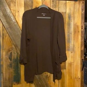 Brown knit open cardigan